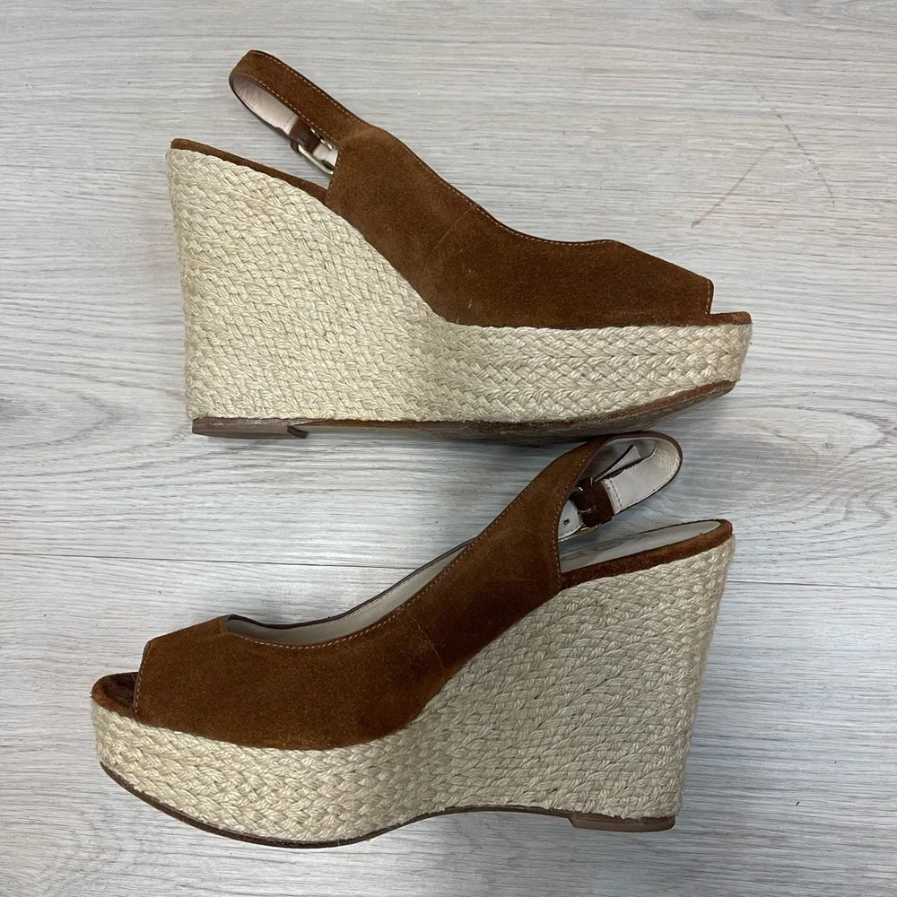 Michael Kors Brown Suede Platform Wedge Sandal size 9.5